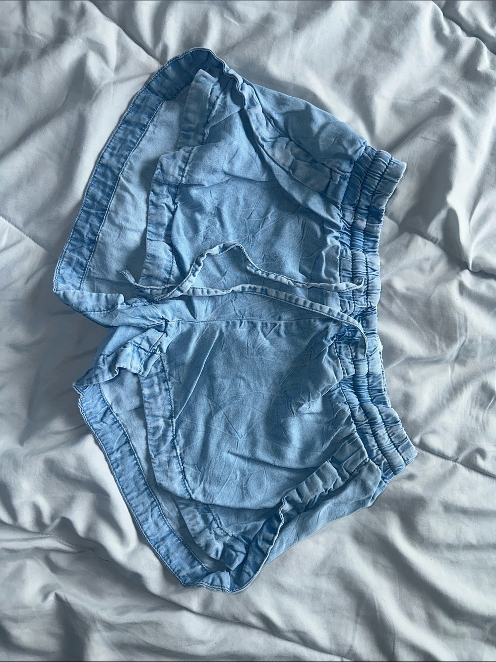 Women's Light Blue Athletic Drawstring Shorts